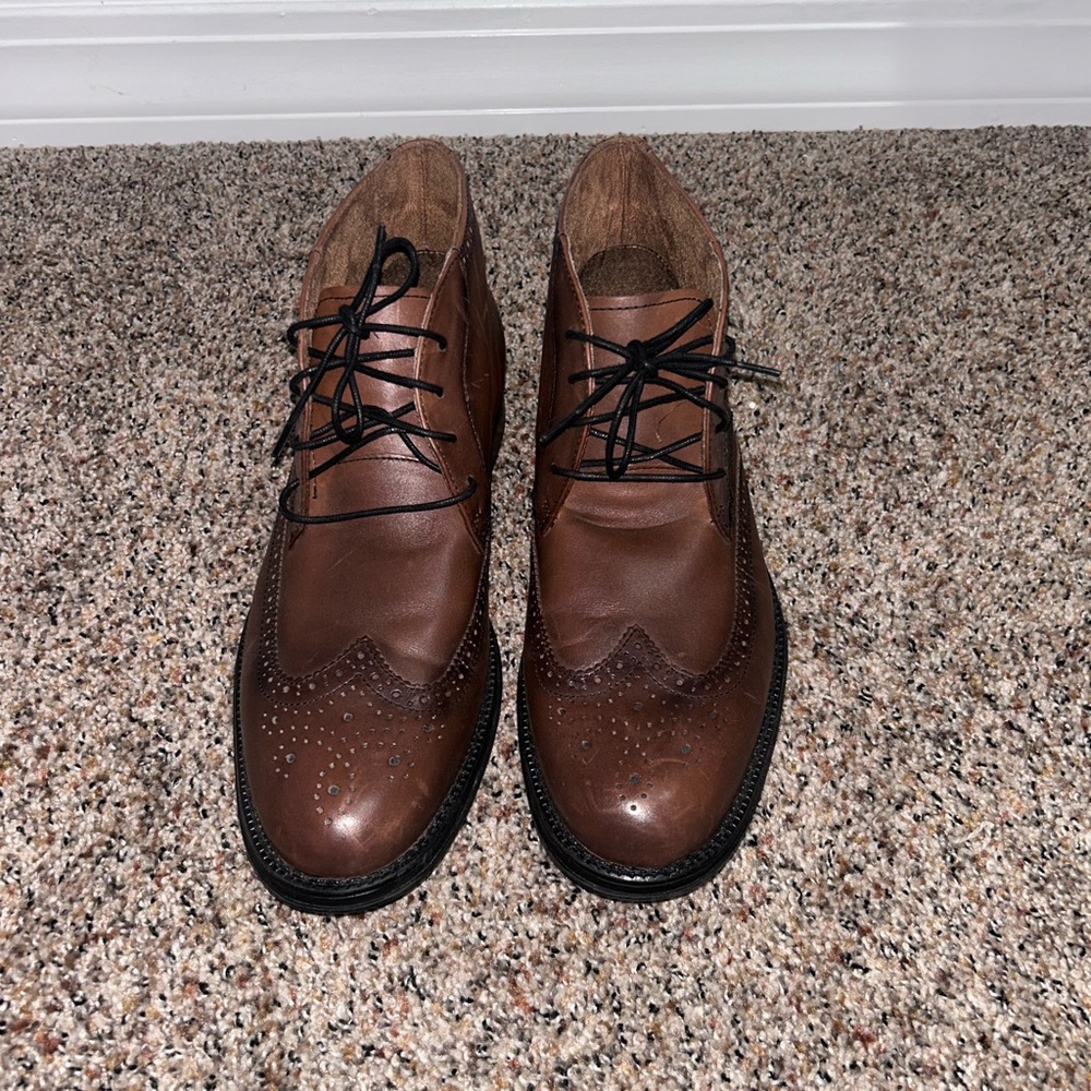 Nunn Bush Brown Leather Chukka Wingtip Boots